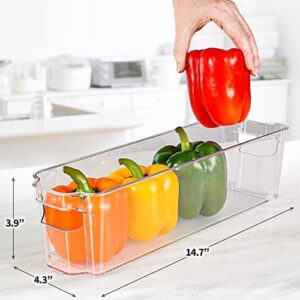 Zulay Refrigerator Bins - 4 Pack Narrow 14.5in x 4.3in, perfect for kitchen organization and space-saving storage