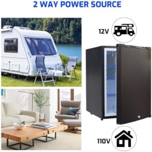 12V RV Refrigerator, compact and energy-efficient mini fridge for RV, truck, camping, and boat use with reversible door and lock