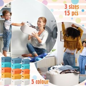 Menkxi 15 Pcs Plastic Storage Bins with Lid – Stackable, Colorful Organizing Solution