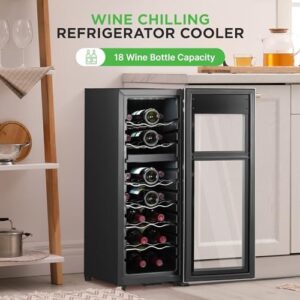 Nutrichef 18 Bottle Wine Fridge with Dual Zone Cooling and Ultra Quiet Operation