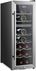 Nutrichef 18 Bottle Wine Fridge with Dual Zone Cooling and Ultra Quiet Operation