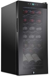 Ivation 18 Bottle Wine Fridge with digital temperature control, black wine cooler with glass door, perfect for storing champagne and wine  