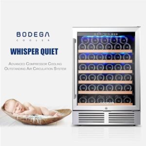 BODEGA 24 Inch Wine Cooler, under counter fridge with WIFI app control, 52 bottle capacity for home or office