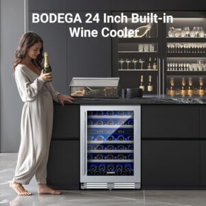 BODEGACOOLER Dual Zone 24 Inch Wine Cooler with Glass Door and Silent Cooling System