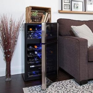 Koolatron 29 Bottle Wine Cooler Refrigerator with dual zone compressor, perfect for storing red, white, and sparkling wines.