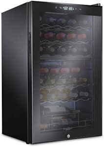 Ivation 33 Bottle Dual Zone Wine Cooler Refrigerator with Lock and Glass Door
