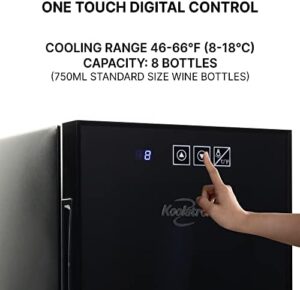 Koolatron 8 Bottle Wine Cooler, thermoelectric wine fridge for red, white, and sparkling wines, compact and sleek design
