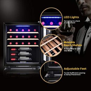 Costway Wine Cooler 21-Bottles Freestanding Champagne Wine Cellar with Digital Display and Wooden Shelves