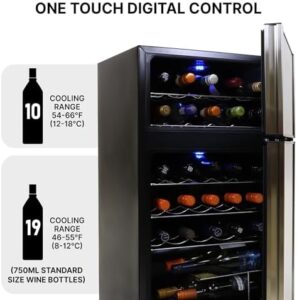 Koolatron 29 Bottle Wine Cooler Refrigerator Dual Zone Freestanding Wine Fridge