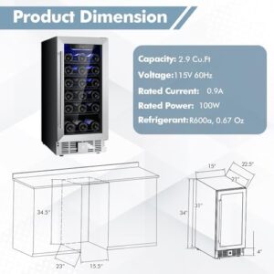 KOTEK 30 Bottle Wine Fridge with glass door and digital temperature control
