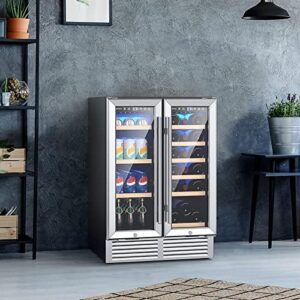 Costway 24 Inch Wine and Beverage Refrigerator Cooler, showcasing dual-zone cooling and LED lighting
