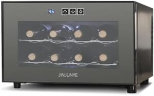 JINJUNYE 8 Bottle Wine Cooler Refrigerator with Temperature Control and Glass Door