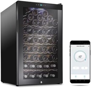 Ivation 51 Bottle Wine Cooler with Wi-Fi Smart App Control and sleek black glass door