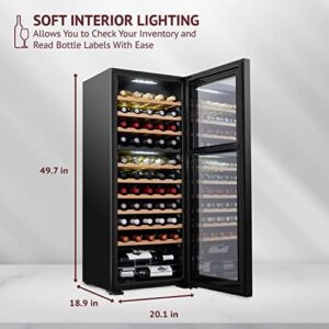 Schmecke 55 Bottle Dual Zone Wine Cooler Refrigerator - Large freestanding wine cellar in black, ideal for red, white, and sparkling wines.