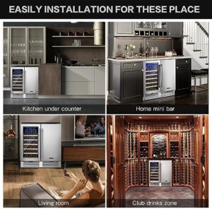 BODEGACOOLER 30 Inch Wine and Beverage Refrigerator with Dual Zones and French Door
