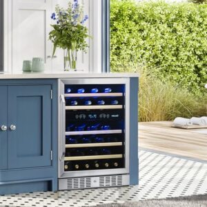 NewAir 24” Wine Cooler Refrigerator – Dual Zone, 46 Bottle Capacity, Stainless Steel Design