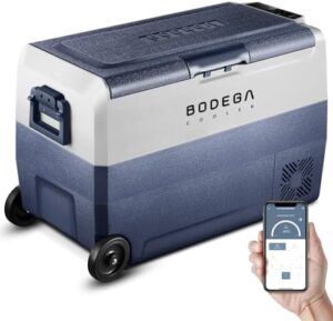 BODEGACOOLER 12 Volt Portable Refrigerator 64 Quart, dual-zone, WiFi app control, perfect for camping, RVs, and road trips.
