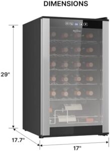 Koolatron 24 Bottle Wine Cooler Black Compressor Wine Fridge with UV-Blocking Glass – Freestanding Wine Cellar for Home Bar, Kitchen, and Apartment