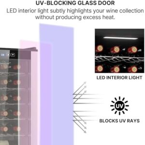 Koolatron 24 Bottle Wine Cooler Black Compressor Wine Fridge with UV-Blocking Glass – Freestanding Wine Cellar for Home Bar, Kitchen, and Apartment