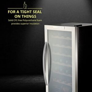 Schmécké 28 Bottle Wine Cooler Refrigerator with Lock – Stainless Steel Design
