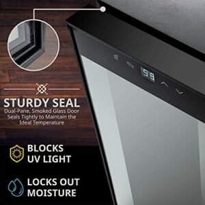 Ivation 34 Bottle Wine Cooler Refrigerator with Wi-Fi Smart App Control – Black Glass Door