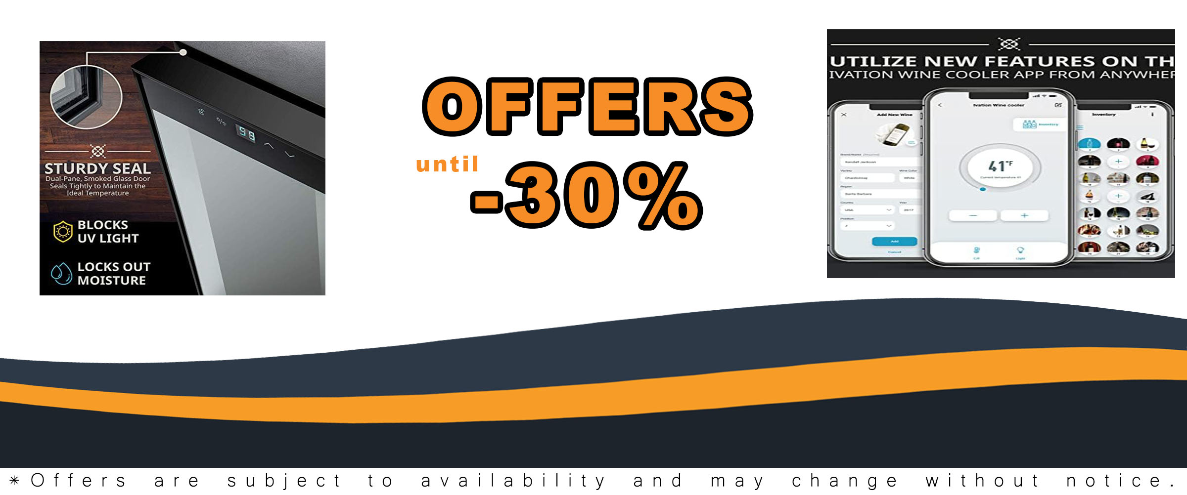 Ivation 34 Bottle Wine Cooler Refrigerator with Wi-Fi Smart App Control – Black Glass Door