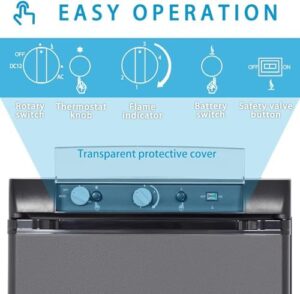 Techomey Propane RV Fridge 1.4 Cu.Ft, Compact 12V/110V/GAS Fridge for Dorm, Truck, Camper  