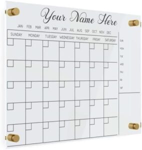 Personalized Acrylic Calendar for Wall - Clear 20x30 Dry Erase Planner - Easy to Clean