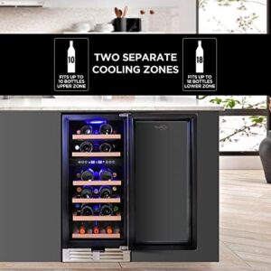 Koolatron 28 Bottle Dual Zone Wine Cooler with UV Protective Glass and Beechwood Racks  