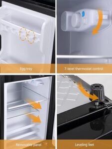 KRIB BLING 3.5 Cu.Ft Refrigerator in Silver with Adjustable Thermostat and Top-Freezer