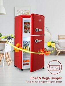 KRIB BLING 3.5 Cu.Ft Refrigerator in red with adjustable thermostat and top freezer  