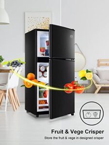 KRIB BLING 3.5 Cu.Ft Refrigerator with top-freezer and adjustable thermostat in black color
