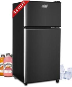 KRIB BLING 3.5 Cu.Ft Refrigerator with top-freezer and adjustable thermostat in black color