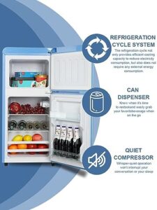 KRIB BLING 3.5 Cu.Ft Refrigerator - Energy-Saving Blue Design with Adjustable Thermostat