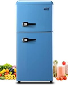 KRIB BLING 3.5 Cu.Ft Refrigerator - Energy-Saving Blue Design with Adjustable Thermostat