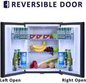 Techomey 12 Volt Fridge for Camper, 1.4 Cu.Ft Mini Fridge with Lock Reversible Door, Silent AC/DC 12V Refrigerator for Truck, RV, Camper