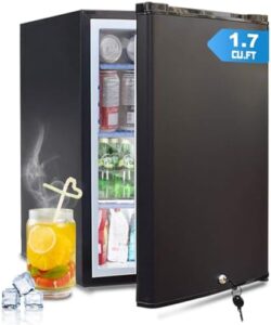 12V Refrigerator Camper Fridge 1.7 Cu.Ft Semi Truck Refrigerator with Lock and Reversible Door