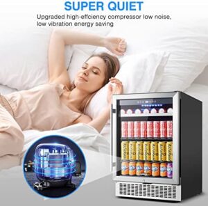 BODEGA Beverage Refrigerator with Glass Door – 180 Cans Drink Cooler, Under Counter Fridge, Energy Efficient