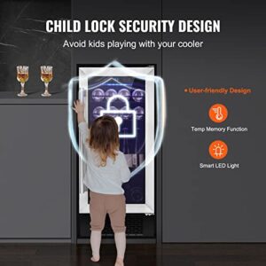 VEVOR Wine Cooler – 96 Can Beverage Cooler with Blue LED Light, Child Lock, ETL Listed