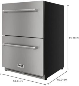 THOR KITCHEN 24-Inch Built-In Refrigerator with 2 Drawers and Ventilated Cooling Technology