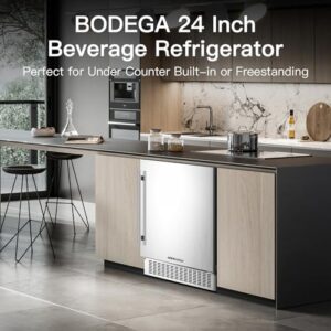 BODEGA Beverage Cooler 24 Inch, Stainless Steel Beverage Fridge for 180 Cans