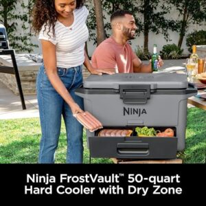 Ninja FrostVault 50qt Hard Cooler, Slate Gray, with Fridge-Temp Dry Storage Drawer, and Heavy-Duty Insulation