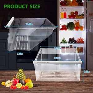 Crisper Bin replacement drawer for Whirlpool, Kenmore, and Maytag refrigerators, ensuring fresh produce storage.