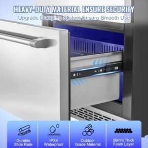 VEVOR Undercounter 2 Drawer Refrigerator, silver, waterproof, compact, commercial and home use fridge