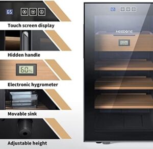 NEEDONE 300 Count Electric Cooler Cabinet with Spanish Cedar Wood Shelves and LED Lighting  