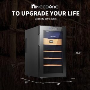NEEDONE 300 Count Electric Cooler Cabinet with Spanish Cedar Wood Shelves and LED Lighting  