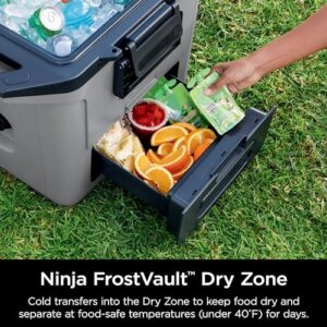 Ninja FB131GY FrostVault 30qt Hard Cooler with integrated dry storage drawer and premium insulation in slate gray