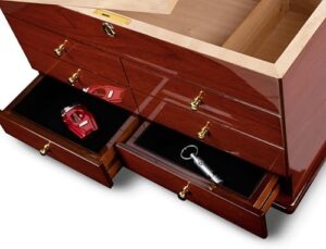 Prestige Import Group Landmark Large Humidor with Drawers in Cherry Finish, showcasing elegant design and large storage capacity