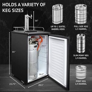 Ivation Full Size Kegerator with Dual Tap Draft Beer Dispenser, Mounted CO2 Cylinder, and Temperature Control