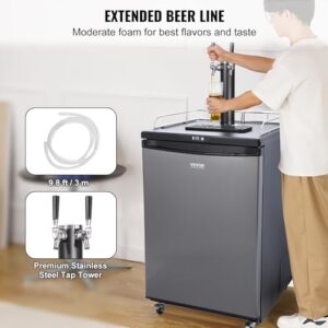 VEVOR Beer Kegerator with Dual Tap Draft Beer Dispenser and CO2 Cylinder